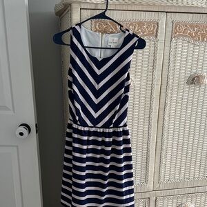 EUC Julie Brown Navy and White Dress